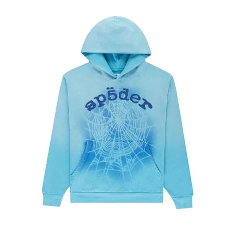 Sp5der OG Web V2 Spray Hoodie 'Light Blue'