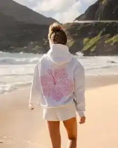 Hawaii Hibiscus Hoodie in Heather Cloud