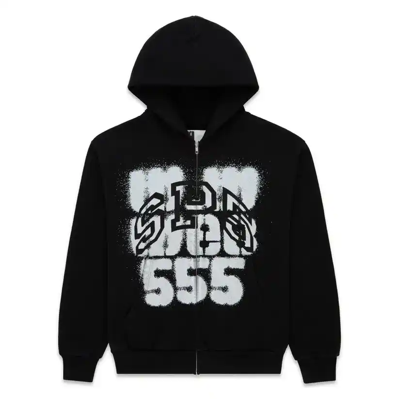 SP5DER SP555 ZIP HOODIE BLACK