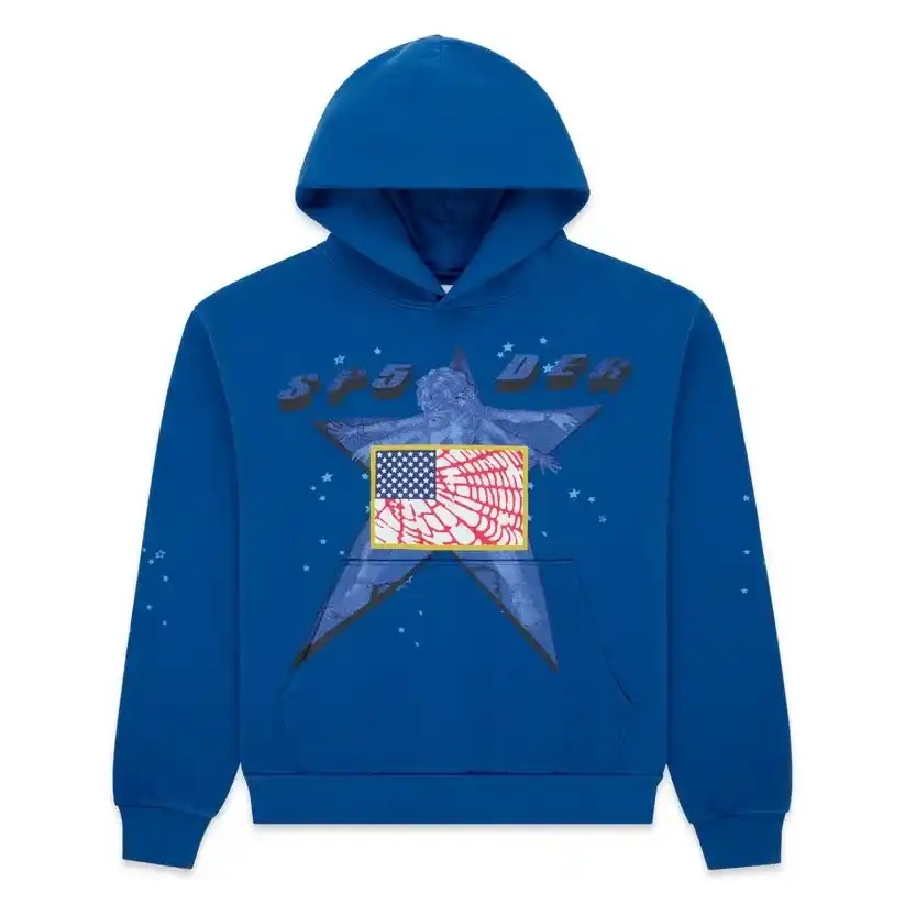 SP5DER STAR GIRL HOODIE BLUE
