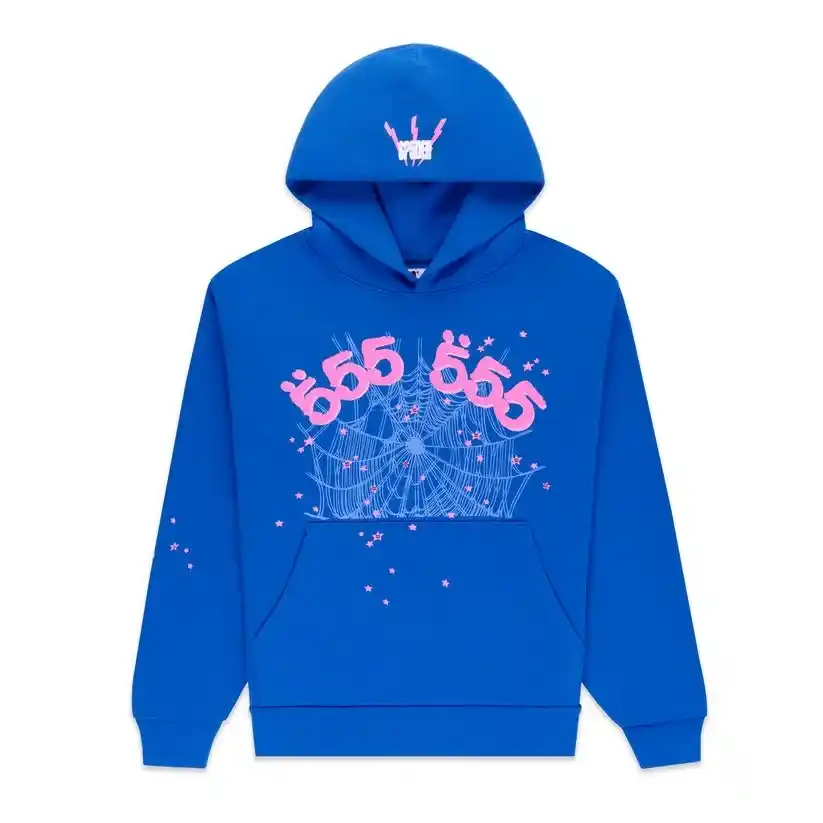 Sp5der Angel Number Hoodie Blue